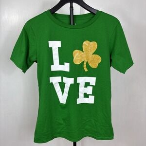 St Patrick's Day Love Shamrock Kelly Green T-Shirt Large